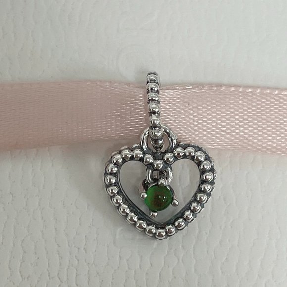 Pandora Jewelry Pandora August Spring Green Beaded Heart Dangle